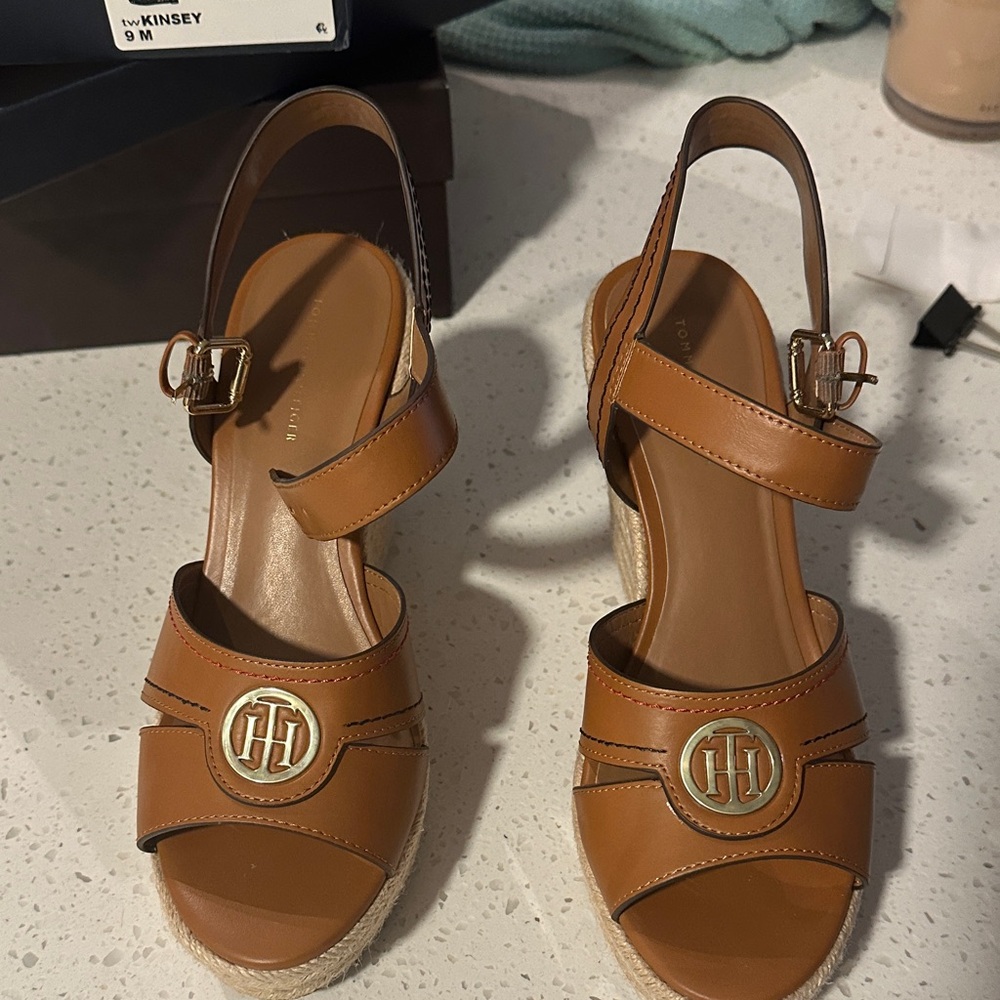 Tommy Hilfiger Tan Wedge Sandals